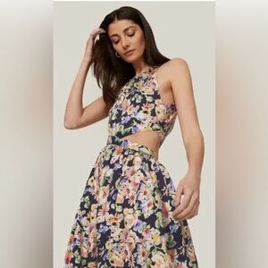 Something Navy Floral Midi Dress - Multicolor